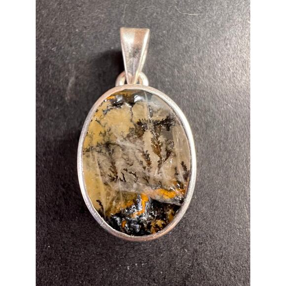NEW Dendretic agate gemstone sterling silver pendant - Picture 1 of 11